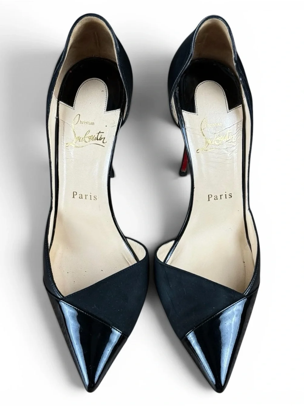 Christian Louboutin Black Suede & Patent Leather D’Orsay Pumps – Size 38.5 - Picture 2 of 12
